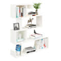 Allesia Modern Zig-Zag Wooden Bookshelf | Engineered Wood Display Rack (White) - top_view