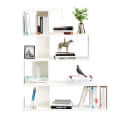 Allesia Modern Zig-Zag Wooden Bookshelf | Engineered Wood Display Rack (White) - rear_view