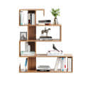 Allesia Modern Zig-Zag Wooden Bookshelf | Engineered Wood Display Rack (Exotic Teak) - front_view