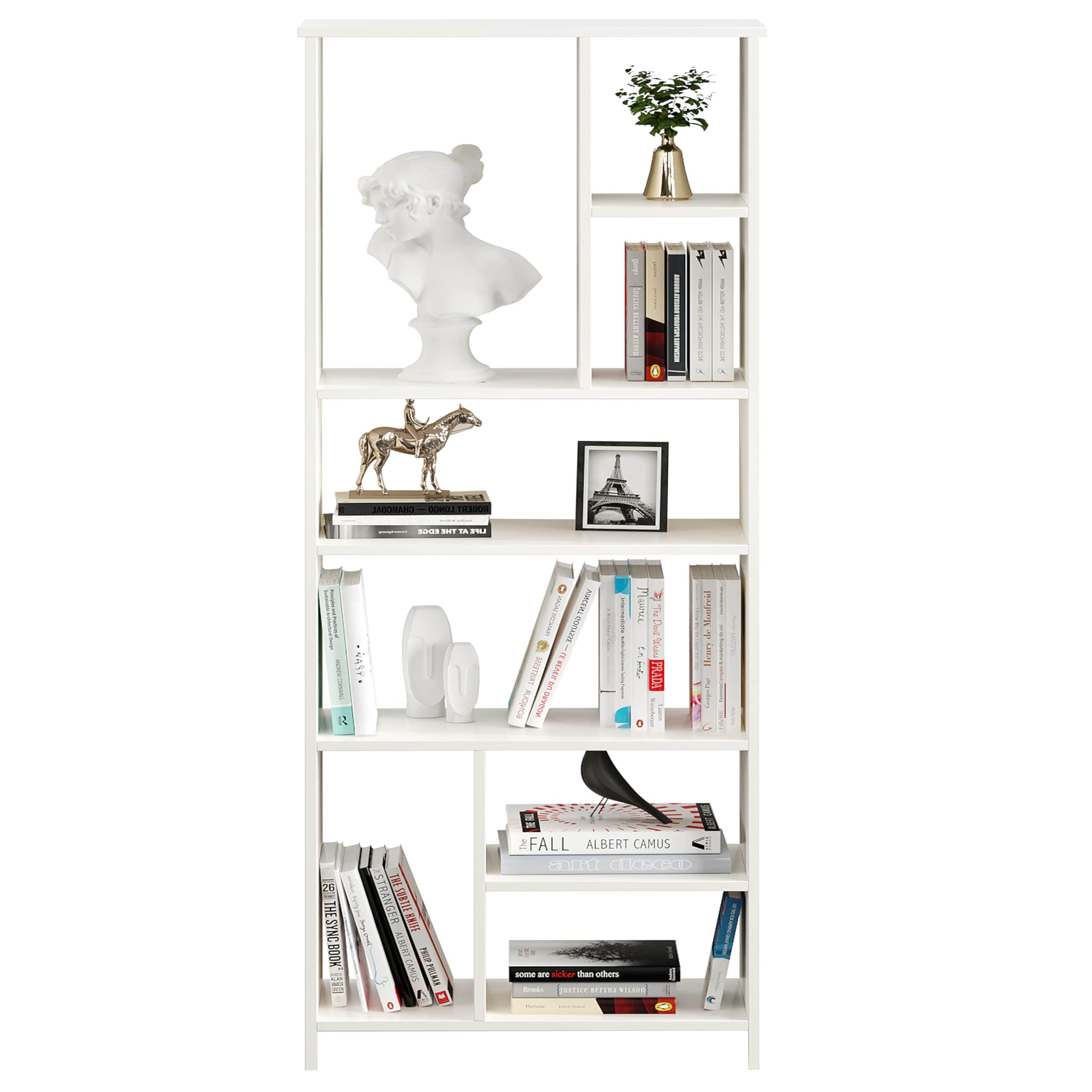 Arvin Book Shelf Cabinet and Bookcase Display Unit (White) - top_view