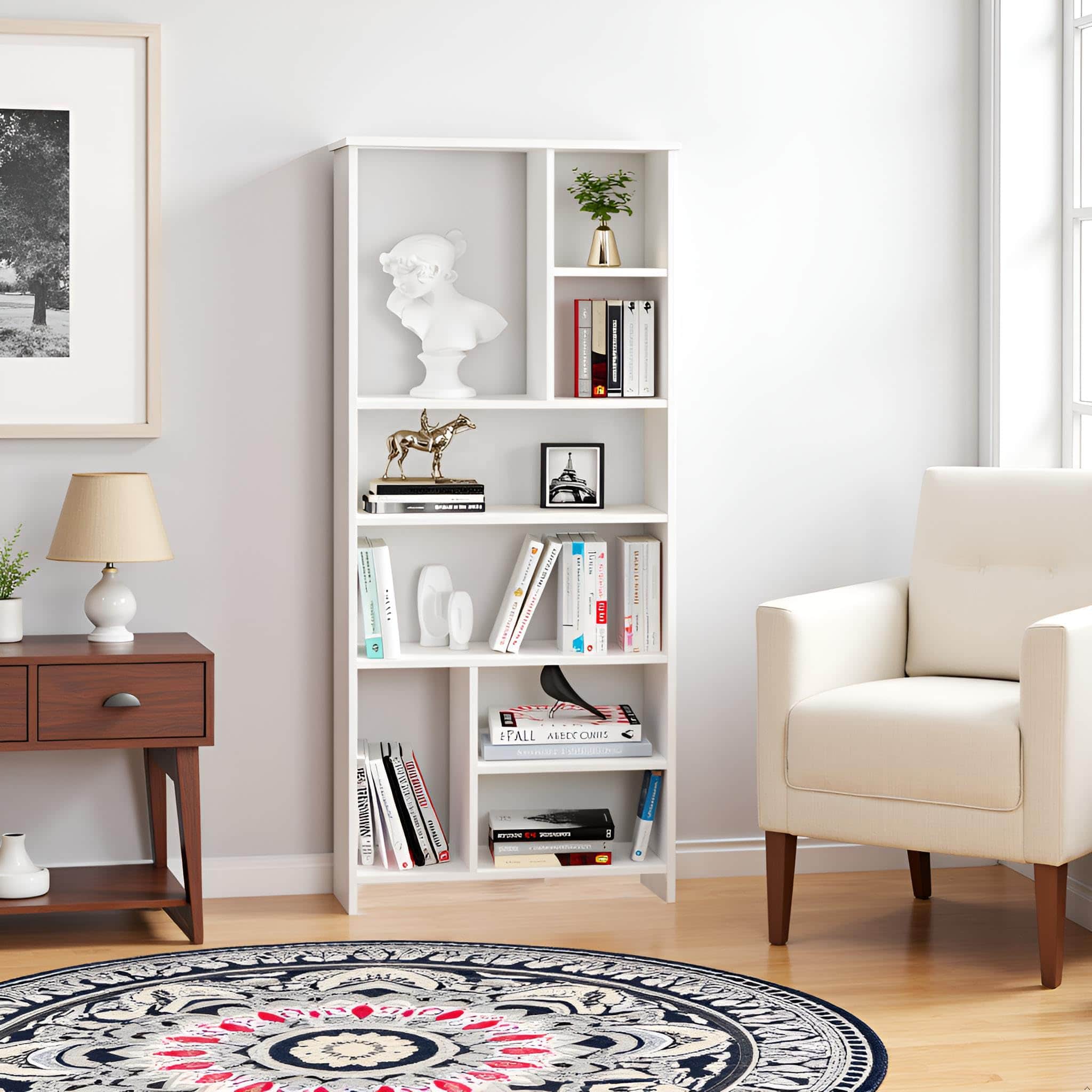 Arvin Book Shelf Cabinet and Bookcase Display Unit (White) - left_view