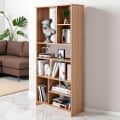 Arvin Wooden Bookshelf with 6 Shelves | Engineered Wood Book Cabinet Storage Rack for Living Room (Exotic Teak) - front_view