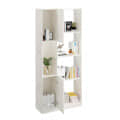 Bookaura Wooden Bookshelf with Doors, Multipurpose Bookcase Storage Organizer for Living Room (White) - top_view