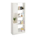 Bookaura Wooden Bookshelf with Doors, Multipurpose Bookcase Storage Organizer for Living Room (White) - rear_view
