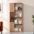 Bookaura Wooden Bookshelf with Doors, Multipurpose Bookcase Storage Organizer for Living Room (Exotic Teak) - photo