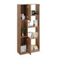 Bookaura Wooden Bookshelf with Doors, Multipurpose Bookcase Storage Organizer for Living Room (Exotic Teak) - top_view