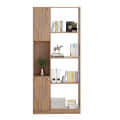 Bookaura Wooden Bookshelf with Doors, Multipurpose Bookcase Storage Organizer for Living Room (Exotic Teak) - left_view