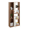 Bookaura Wooden Bookshelf with Doors, Multipurpose Bookcase Storage Organizer for Living Room (Exotic Teak & White) - top_view