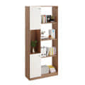 Bookaura Wooden Bookshelf with Doors, Multipurpose Bookcase Storage Organizer for Living Room (Exotic Teak & White) - left_view