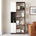 Bookaura Wooden Bookshelf with Doors, Multipurpose Bookcase Storage Organizer for Living Room (Wenge & White) - photo