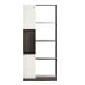 Bookaura Wooden Bookshelf with Doors, Multipurpose Bookcase Storage Organizer for Living Room (Wenge & White) - rear_view