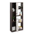 Bookaura Wooden Bookshelf with Doors, Multipurpose Bookcase Storage Organizer for Living Room (Wenge & White) - left_view