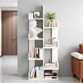 Barret Modern Engineered Wood Bookshelf | 6-Tier Zigzag Book Rack & Display Shelf for Living Bedroom (Exotic Teak) - photo