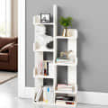 Barret Modern Engineered Wood Bookshelf | 6-Tier Zigzag Book Rack & Display Shelf for Living Bedroom (Exotic Teak) - front_view