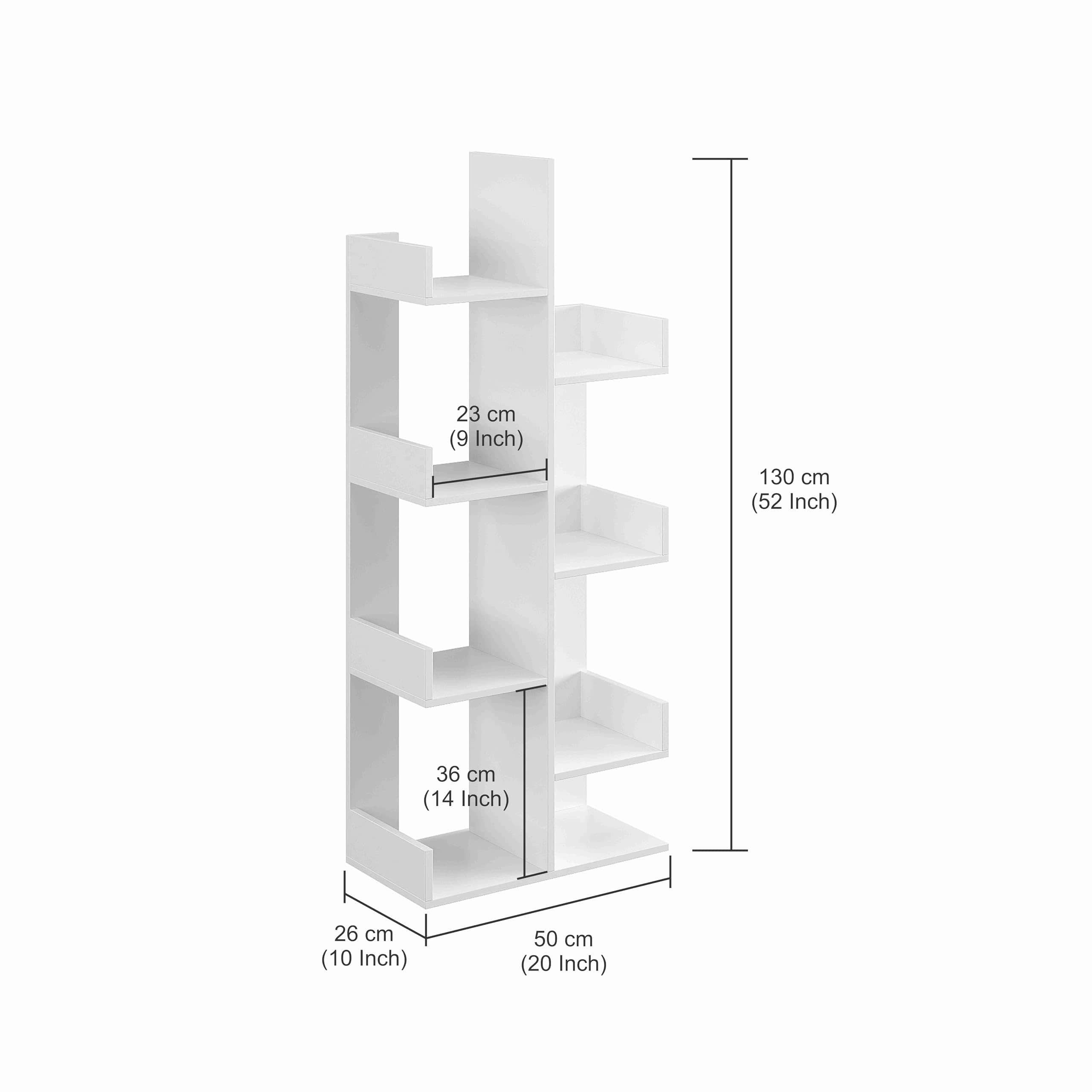 Barret Modern Engineered Wood Bookshelf | 6-Tier Zigzag Book Rack & Display Shelf for Living Bedroom (Exotic Teak)