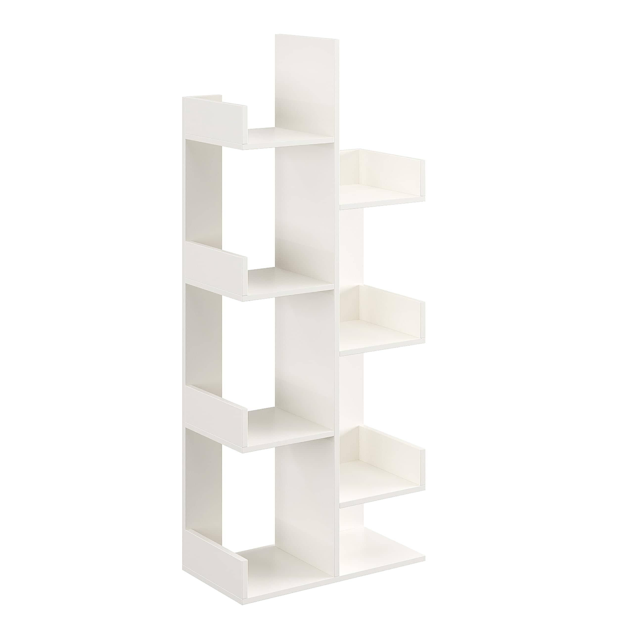 Barret Modern Engineered Wood Bookshelf | 6-Tier Zigzag Book Rack & Display Shelf for Living Bedroom (Exotic Teak)