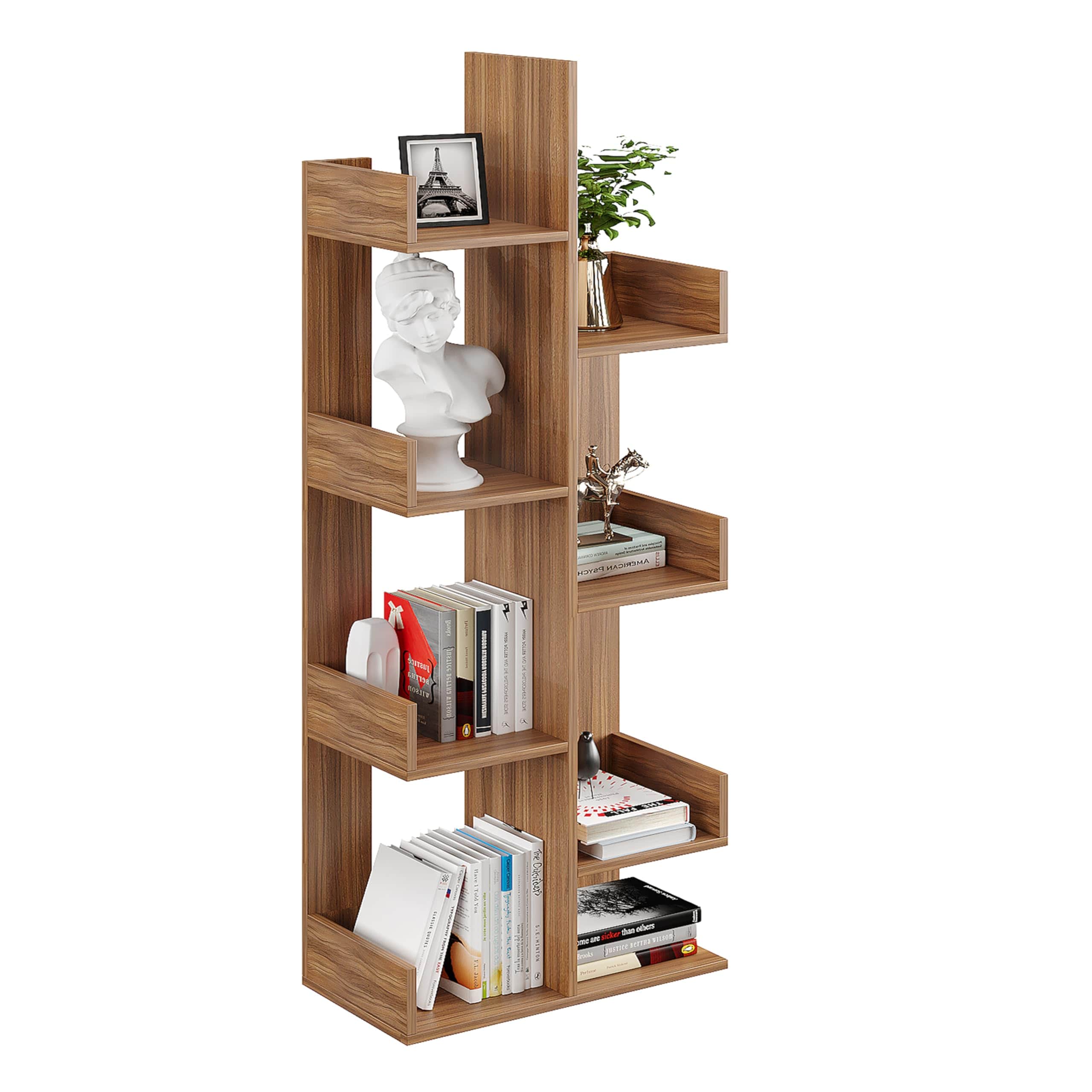 Barret Wooden Open Book Shelf DIY Storage Display Rack with Solid Finish Showcase Stand (Exotic Teak) - top_view