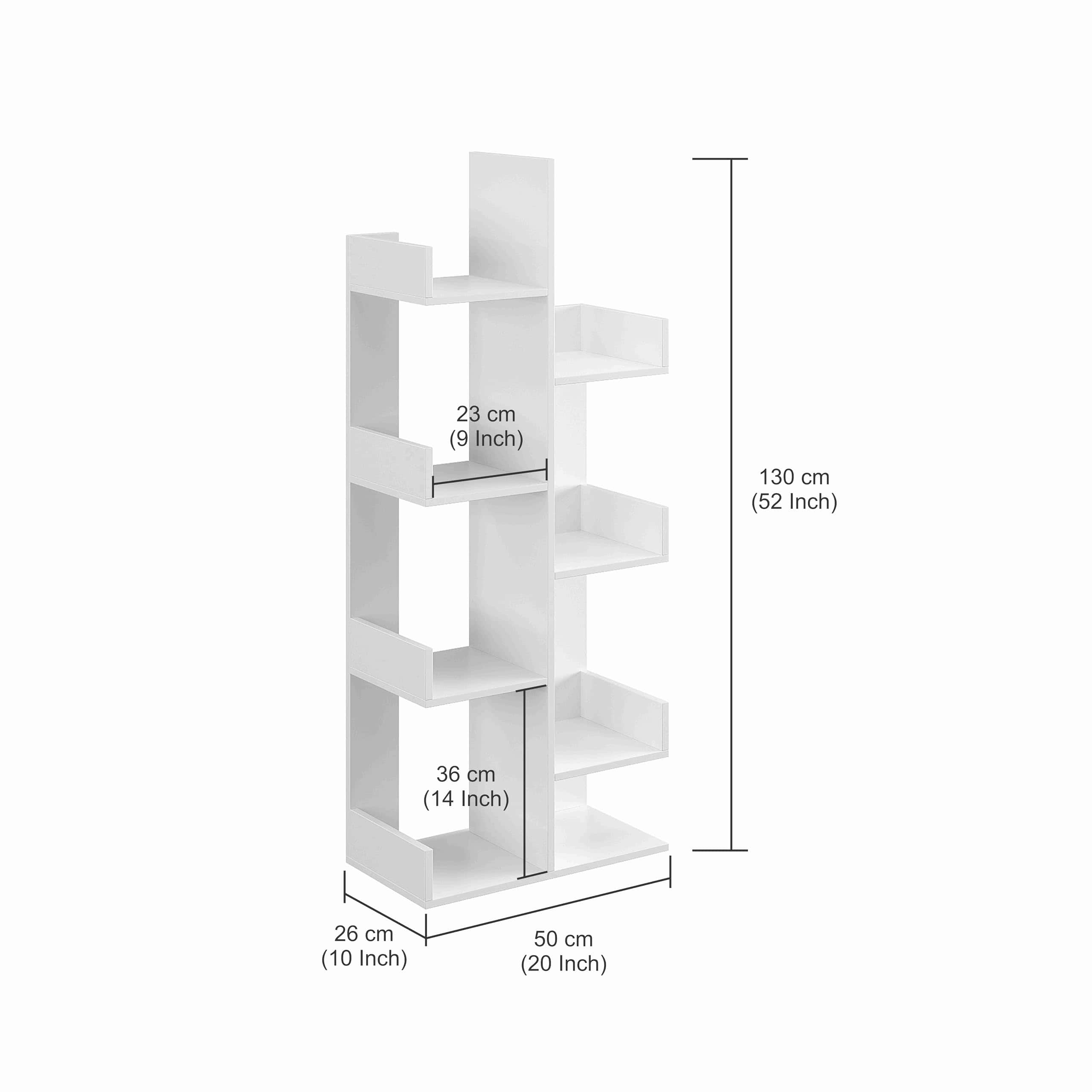 Barret Wooden Open Book Shelf DIY Storage Display Rack with Solid Finish Showcase Stand (Exotic Teak) - rear_view