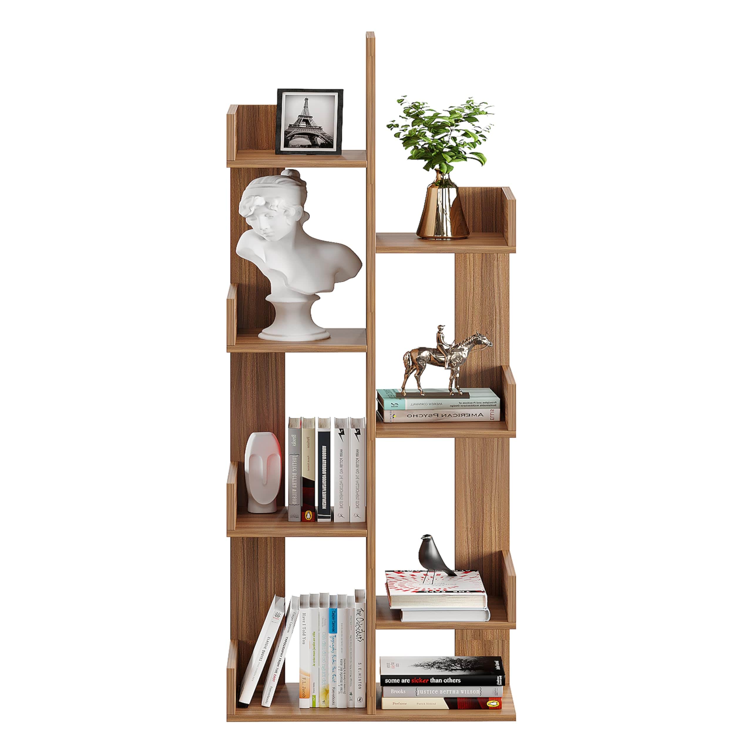 Barret Wooden Open Book Shelf DIY Storage Display Rack with Solid Finish Showcase Stand (Exotic Teak) - left_view