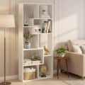 Medina 8 Tier Wooden Bookshelf for Home & Office | Engineered Wood Bookcase Storage Rack & Display Shelf (White) - front_view
