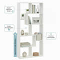 Medina 8 Tier Wooden Bookshelf for Home & Office | Engineered Wood Bookcase Storage Rack & Display Shelf (White) - top_view