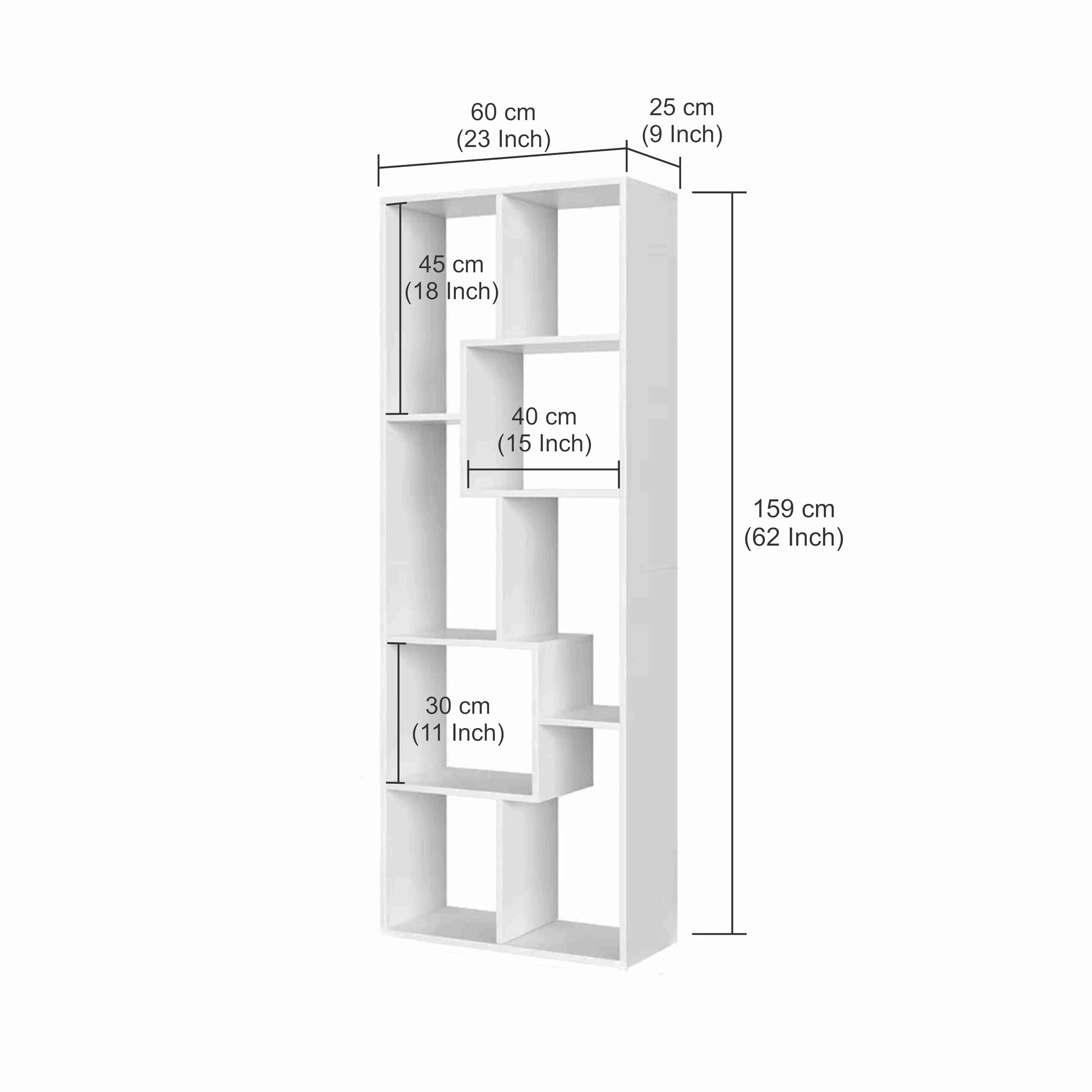 Medina 8 Tier Wooden Bookshelf for Home & Office | Engineered Wood Bookcase Storage Rack & Display Shelf (White) - left_view