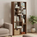 Medina 8 Tier Wooden Bookshelf for Home & Office | Engineered Wood Bookcase Storage Rack & Display Shelf (Exotic Teak) - front_view
