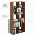 Medina 8 Tier Wooden Bookshelf for Home & Office | Engineered Wood Bookcase Storage Rack & Display Shelf (Exotic Teak) - top_view