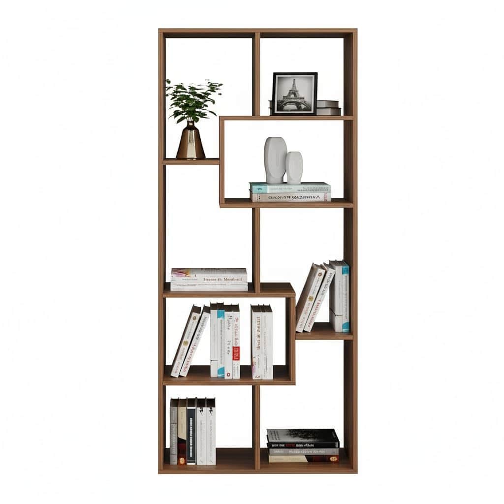 Medina 8 Tier Wooden Bookshelf for Home & Office | Engineered Wood Bookcase Storage Rack & Display Shelf (Exotic Teak) - right_view