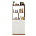 Prizm Modern Wooden Bookshelf with 2-Door Cabinet & Open Storage | Engineered Wood (Exotic Teak & White) - right_view