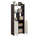 Prizm Modern Wooden Bookshelf with 2-Door Cabinet & Open Storage | Engineered Wood (Wenge & White) - top_view
