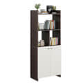 Prizm Modern Wooden Bookshelf with 2-Door Cabinet & Open Storage | Engineered Wood (Wenge & White) - right_view