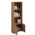 Regal Tall Wooden Bookshelf with 2-Door Cabinet & 3 Open Shelves | Engineered Wood (Exotic Teak) - front_view