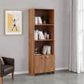 Regal Tall Wooden Bookshelf with 2-Door Cabinet & 3 Open Shelves | Engineered Wood (Exotic Teak) - rear_view