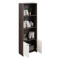 Regal Tall Wooden Bookshelf with 2-Door Cabinet & 3 Open Shelves | Engineered Wood (Wenge & White) - front_view