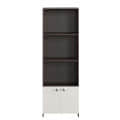 Regal Tall Wooden Bookshelf with 2-Door Cabinet & 3 Open Shelves | Engineered Wood (Wenge & White) - right_view