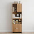 Stenza Tall Engineered Wood Book Shelf with Storage Cabinet & Open Display Racks (Exotic Teak) - top_view