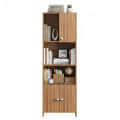Stenza Tall Engineered Wood Book Shelf with Storage Cabinet & Open Display Racks (Exotic Teak) - left_view