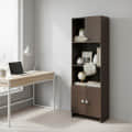 Stenza Tall Engineered Wood Book Shelf with Storage Cabinet & Open Display Racks (Wenge) - top_view