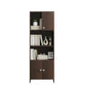 Stenza Tall Engineered Wood Book Shelf with Storage Cabinet & Open Display Racks (Wenge) - right_view