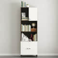 Stenza Tall Engineered Wood Book Shelf with Storage Cabinet & Open Display Racks (Wenge & White) - photo