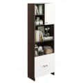 Stenza Tall Engineered Wood Book Shelf with Storage Cabinet & Open Display Racks (Wenge & White) - top_view