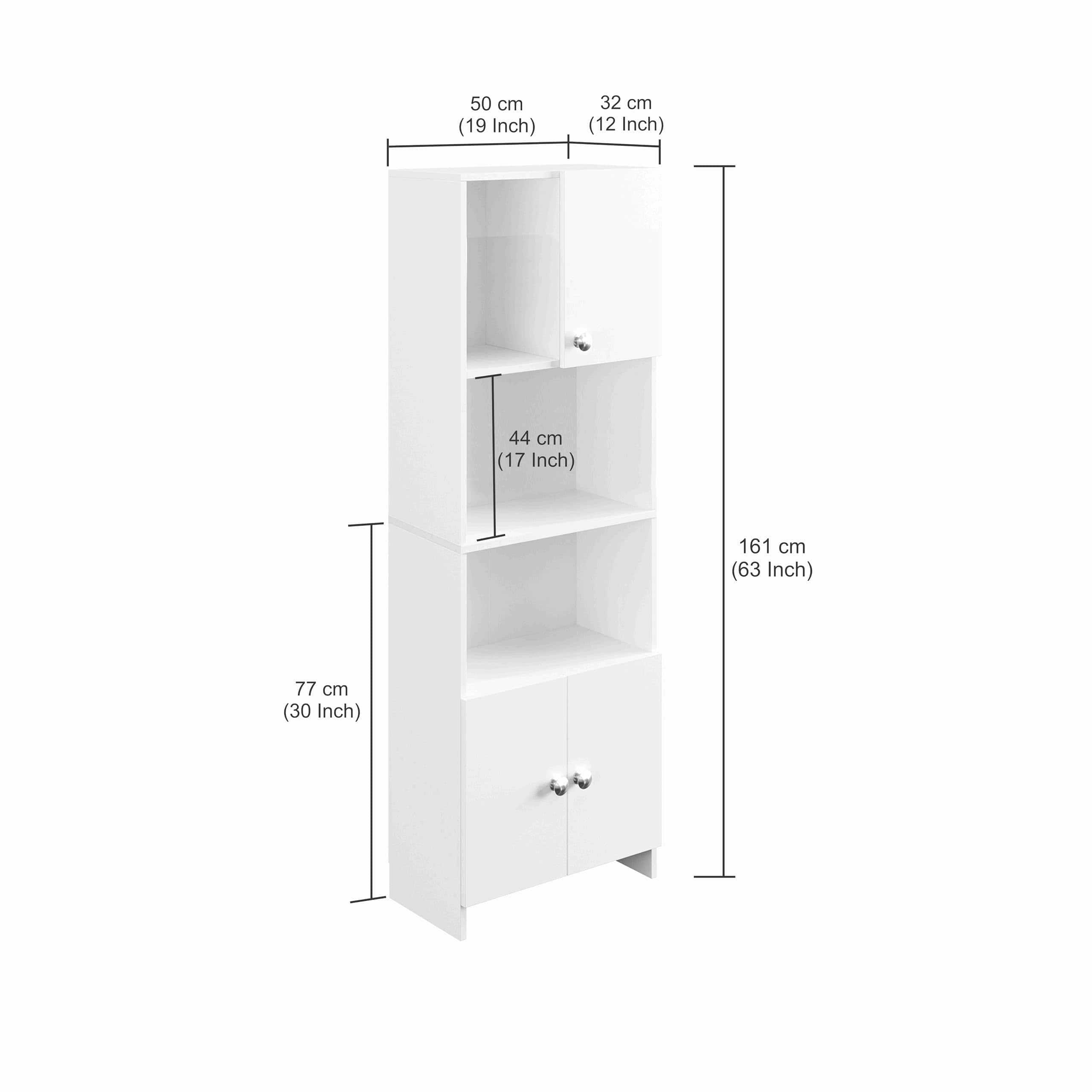 Stenza Tall Engineered Wood Book Shelf with Storage Cabinet & Open Display Racks (Wenge & White) - rear_view