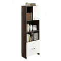 Stenza Tall Engineered Wood Book Shelf with Storage Cabinet & Open Display Racks (Wenge & White) - left_view