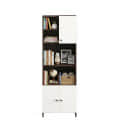 Stenza Tall Engineered Wood Book Shelf with Storage Cabinet & Open Display Racks (Wenge & White) - right_view