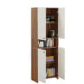 Vault Tall Wooden Bookshelf with 2-Door Cabinet & 3 Open Shelves (Exotic Teak & White) - top_view