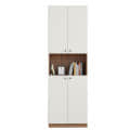 Vault Tall Wooden Bookshelf with 2-Door Cabinet & 3 Open Shelves (Exotic Teak & White) - right_view