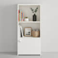 Vivid Wooden Bookshelf Cabinet with Door & Open Shelves | Engineered Wood (White) - left_view