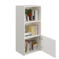 Vivid Wooden Bookshelf Cabinet with Door & Open Shelves | Engineered Wood (White) - right_view