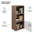 Vivid Wooden Bookshelf Cabinet with Door & Open Shelves | Engineered Wood (Exotic Teak & White) - top_view